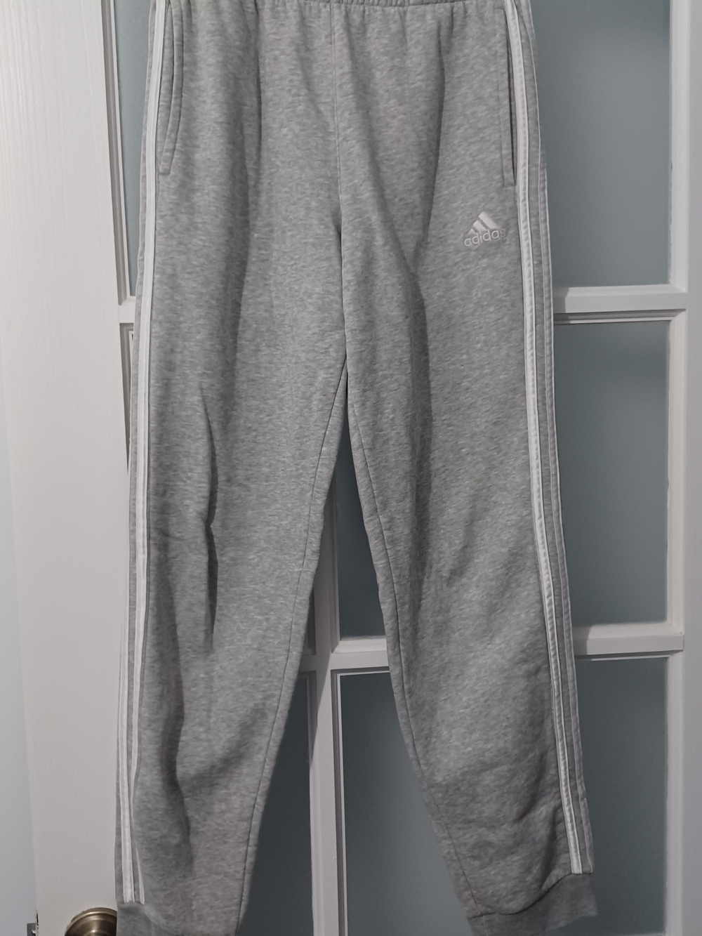 Adidas Gray Three-Stripe Track Pants